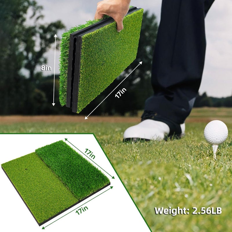LYDARZ Portable & Foldable Golf Practice Mat – Dual-Turf Golf Hitting Mat for Indoor & Outdoor Swing and Chipping – Fairway & Rough Turf Golf Training Mat for Backyard and Home - Image 3